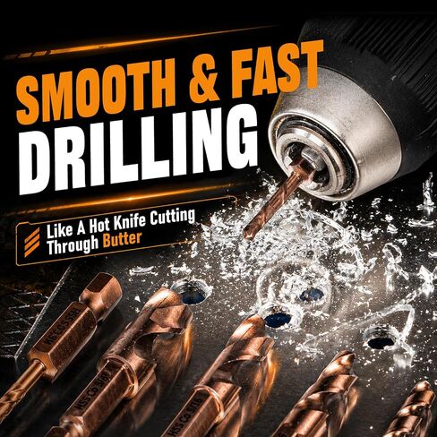 6-Piece M35 Cobalt Stubby Drill Bits, Short Drill Bits with 1/4" Hex Shank for Quick Chucks & Impact Drivers, Cobalt Drill Bit Set for Hardened Steel Carbide Wood Plastic（Sizes 3/32"-3/8" ） in Kuwait