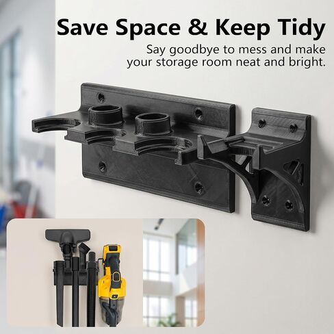 Wall Mount Holder with Accessory Rack Compatible with DeWalt Stick Vacuum DCV501HB | Wall Mount Bracket for DCV501HB Stick Vacuum | Quick Access Storage for Cordless Hand Vacuum (Black) in Kuwait