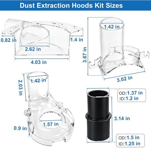 Replacement for Bosch Dust Extraction Hoods Kit 1617EVSPK 1617EVS RA1173AT | Router Combo Kit,RA1175 Edge-Form Dust Extraction Hood /PR012 Fixed Base Hood/Plunge Base Hood/VAC002 Vacuum Hose Adapter in Kuwait