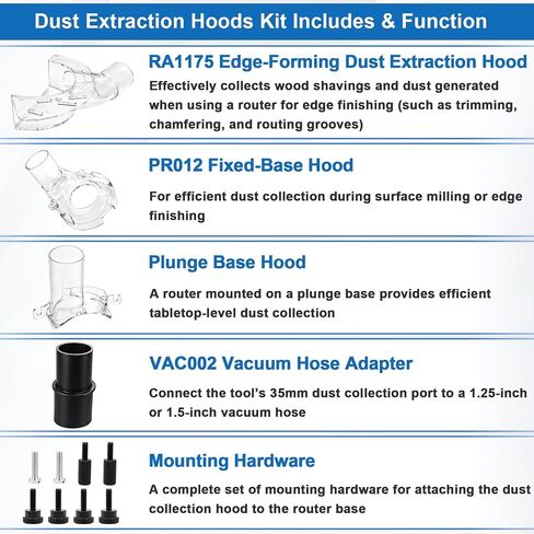 Replacement for Bosch Dust Extraction Hoods Kit 1617EVSPK 1617EVS RA1173AT | Router Combo Kit,RA1175 Edge-Form Dust Extraction Hood /PR012 Fixed Base Hood/Plunge Base Hood/VAC002 Vacuum Hose Adapter in Kuwait