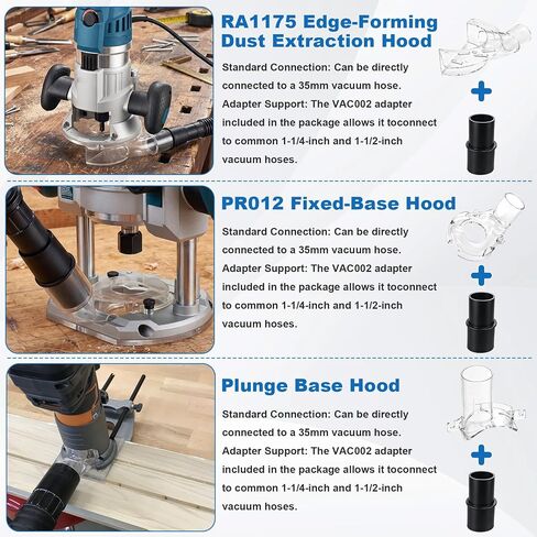 Replacement for Bosch Dust Extraction Hoods Kit 1617EVSPK 1617EVS RA1173AT | Router Combo Kit,RA1175 Edge-Form Dust Extraction Hood /PR012 Fixed Base Hood/Plunge Base Hood/VAC002 Vacuum Hose Adapter in Kuwait