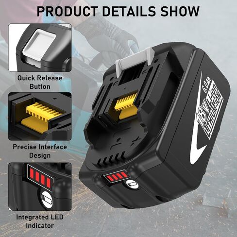 2 Pack 6.0Ah BL1860B Battery and 2-Port Charger Replacement for Makita 18V Battery Lithium Compatible with Makita 18 Volt Battery BL1860B BL1850B BL1840B BL1830B BL1820 BL1815B with LED Indicator in Saudi Arabia