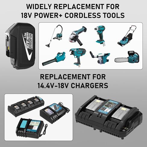 2 Pack 6.0Ah BL1860B Battery and 2-Port Charger Replacement for Makita 18V Battery Lithium Compatible with Makita 18 Volt Battery BL1860B BL1850B BL1840B BL1830B BL1820 BL1815B with LED Indicator in Saudi Arabia