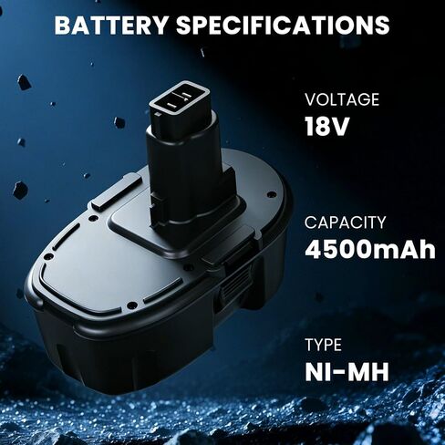 2-Pack 18V 4.5Ah DC9096 Replacement Battery for Dewalt 18V Battery DC9098 | DC9099 DW9095 DW9096 DW9098 DE9038 Compatible with Dewalt 18 Volt Battery Tools Drills Drivers Wrench (Black) in Kuwait