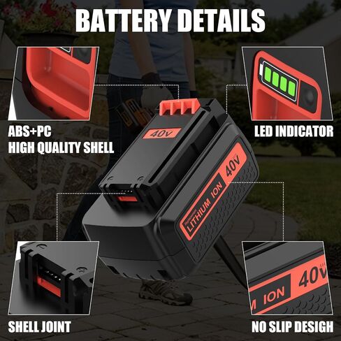 2Pack 40V 4000mAh Replacement for Black and Decker 40V Battery Lithium LBX2040 LBXR36 LBXR2036 LST540 LCS1240 LBX1540 LST136W Compatible with Black Decker 40V String Trimmer Sweeper Mower Tools in Saudi Arabia