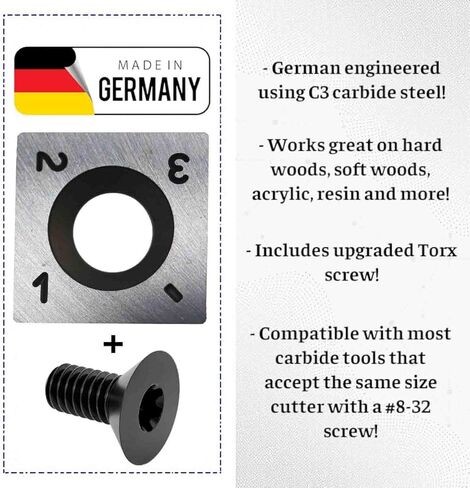 Hurricane Turning Tools, Pro Series, 15mm x 15mm Square Carbide Replacement Cutter For Woodturning Tools, Made in Germany in Kuwait