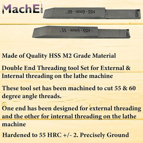MachEl Double End Internal External Threading HSS Tool Set for Lathe Machine (6 x 6 MM Shank) in Kuwait