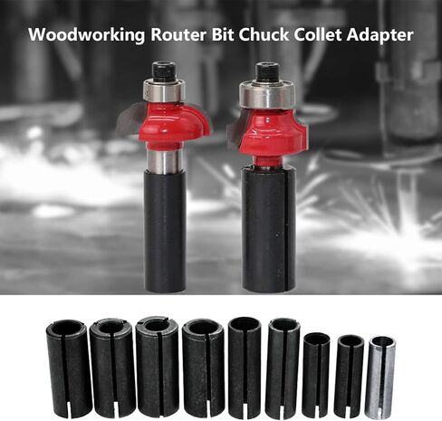 Tnfeeon Split Bushing Chuck Collet Adapter Set Spring Steel Router Bit Collet Adapter 9 Sizes High Precision Clamping for Wood Router Engraving Machine DIY Woodworking in Kuwait