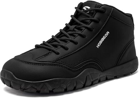 HOBIBEAR Leather Barefoot Boots Wide Width Zero-Drop Minimalist Shoes Unisex Mid Top Walking Boots in Kuwait