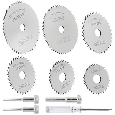 Drill Saw Blades Compatible with Dremel Rotary Tool 6Pcs HSS Saw Disc Wheel Cutting Blades with 2Pcs 1/8" Round Shank,1Pcs 1/4" Round Shank for Wood Plastic Aluminum Cutting (One Screwdriver) in Kuwait