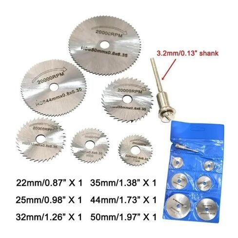 7Pcs High Speed Rotary Saw Blade Set with 3.2mm Mandrel, Cutting Discs for Wood, Metal & Plastic (22-50mm) in Saudi Arabia