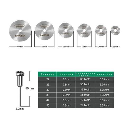 7Pcs High Speed Rotary Saw Blade Set with 3.2mm Mandrel, Cutting Discs for Wood, Metal & Plastic (22-50mm) in Saudi Arabia