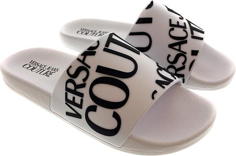 VERSACE JEANS COUTURE Womens White Logo Print Slide Sandals-EU37 in Kuwait