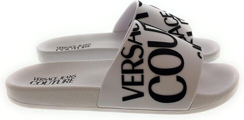 VERSACE JEANS COUTURE Womens White Logo Print Slide Sandals-EU37 in Kuwait