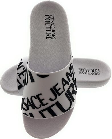 VERSACE JEANS COUTURE Womens White Logo Print Slide Sandals-EU37 in Kuwait