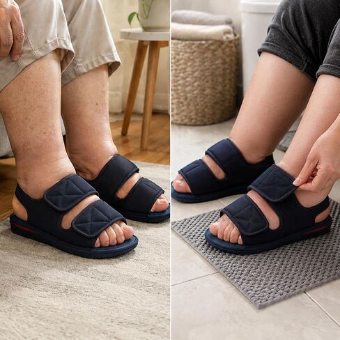 Women Men Recovery Sandals, Wide Width Adjustable Dual Strap Walking Shoes, Soft Cushioned Comfort Shoes for Swollen Feet, Breathable Open Toe Indoor Outdoor Daily Wear in Kuwait