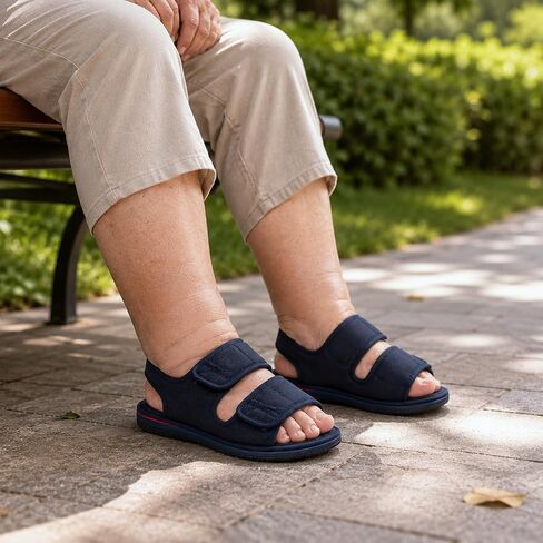 Women Men Recovery Sandals, Wide Width Adjustable Dual Strap Walking Shoes, Soft Cushioned Comfort Shoes for Swollen Feet, Breathable Open Toe Indoor Outdoor Daily Wear in Kuwait