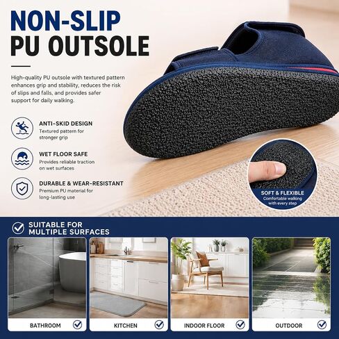 Women Men Recovery Sandals, Wide Width Adjustable Dual Strap Walking Shoes, Soft Cushioned Comfort Shoes for Swollen Feet, Breathable Open Toe Indoor Outdoor Daily Wear in Kuwait