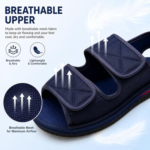 Women Men Recovery Sandals, Wide Width Adjustable Dual Strap Walking Shoes, Soft Cushioned Comfort Shoes for Swollen Feet, Breathable Open Toe Indoor Outdoor Daily Wear in Kuwait