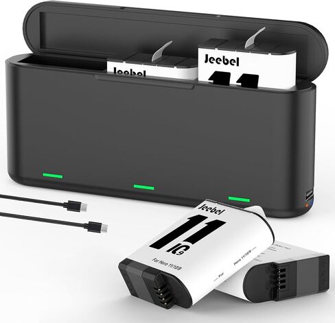 Battery Charger for GoPro HERO12/HERO11/HERO10/HERO9 Support Reverse Charging + 2 Pack Batteries Compatible with Original Gopro Hero 12/11/10/9 Camera in Kuwait
