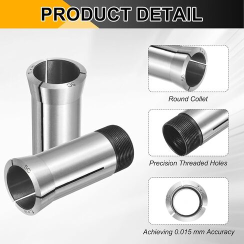 HARFINGTON 1-1/8" 5C Round Collet Precision Round Spring Collet Mill Chuck Holder 0.015mm Accuracy for CNC Engraving Machine Milling Lathe Tool, Silver in Kuwait