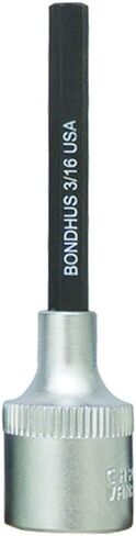 Bondhus 43210 3/16" ProHold 3/8" Drive Socket Hex Bit with ProGuard Finish, 2" in Kuwait