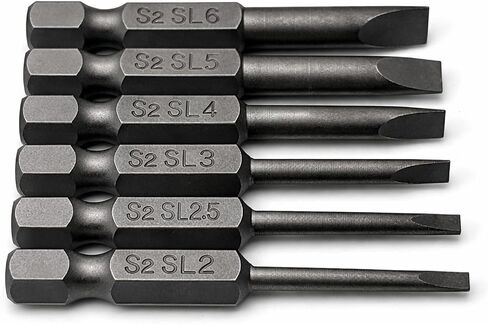 6PCS Magnetic Slotted Screwdriver Bits Set SL2 SL2.5 SL3 SL4 SL5 SL6, 1/4 Inch Hex Shank Flat Head Drill Bits, 2 Inch (50mm) S2 Steel for Repair & DIY Use in Kuwait