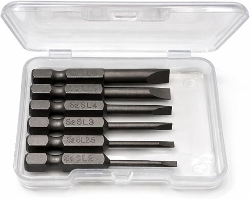 6PCS Magnetic Slotted Screwdriver Bits Set SL2 SL2.5 SL3 SL4 SL5 SL6, 1/4 Inch Hex Shank Flat Head Drill Bits, 2 Inch (50mm) S2 Steel for Repair & DIY Use in Kuwait