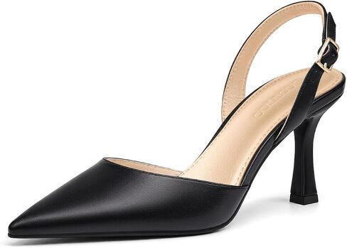 Coutgo Womens Slingback Kitten Heels Closed Pointed Toe Pumps D’Orsay Slip on Party Wedding Dress Shoes in Kuwait