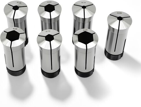 Nakkaa 7Pcs 5C Hex Collet Set 1/4"-7/8" Compatible With CNC Lathe Mill | High precision, Quick clamping, Precise positioning in Kuwait