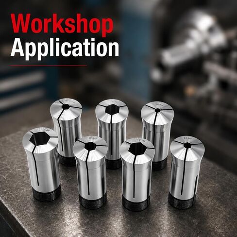 Nakkaa 7Pcs 5C Hex Collet Set 1/4"-7/8" Compatible With CNC Lathe Mill | High precision, Quick clamping, Precise positioning in Kuwait