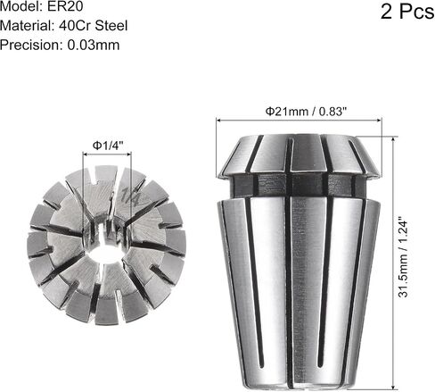 uxcell ER20 Spring Collet, 1/4" Chuck for CNC Engraving Machine Lathe Milling 4pcs in Kuwait