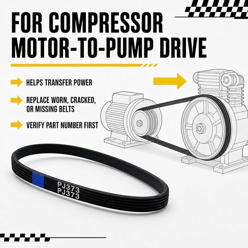 PJ373 Belt Replacement for Husky H1504ST A700062 Air Compressor Pump, Compatible with Bostitch AB-9075316 CAP2000P-OF CAP1512-OF Compressor Drive Belt, 2 Pack in Kuwait