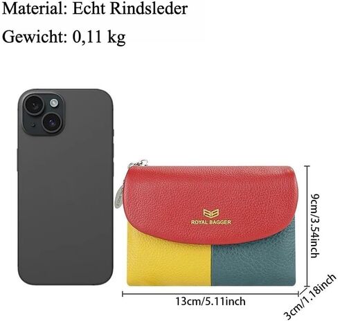 Royal Bagger Color Block RFID Short Wallets Genuine Leather Multi-card Slots Card Holder Trifold Purse Magnetic Opening 2053 (Purple) in Saudi Arabia