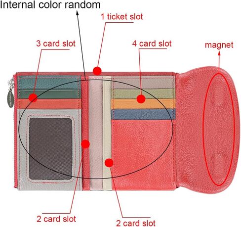 Royal Bagger Color Block RFID Short Wallets Genuine Leather Multi-card Slots Card Holder Trifold Purse Magnetic Opening 2053 (Purple) in Saudi Arabia
