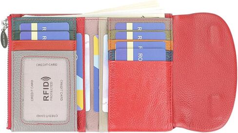 Royal Bagger Color Block RFID Short Wallets Genuine Leather Multi-card Slots Card Holder Trifold Purse Magnetic Opening 2053 (Purple) in Saudi Arabia