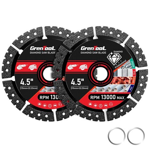 2Pcs 4.5" Diamond Saw Blades: Diamond Multi-Purpose Saw Blades, Angle Grinder Attachments, Diamond Abrasive for High Durability, Suitable for Cutting Metal/Marble/Tiles in Kuwait