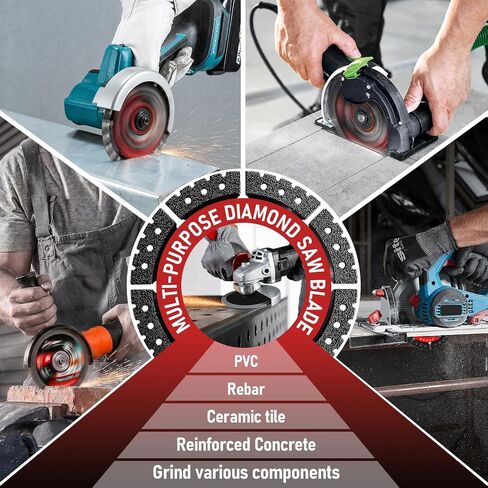 2Pcs 4.5" Diamond Saw Blades: Diamond Multi-Purpose Saw Blades, Angle Grinder Attachments, Diamond Abrasive for High Durability, Suitable for Cutting Metal/Marble/Tiles in Kuwait