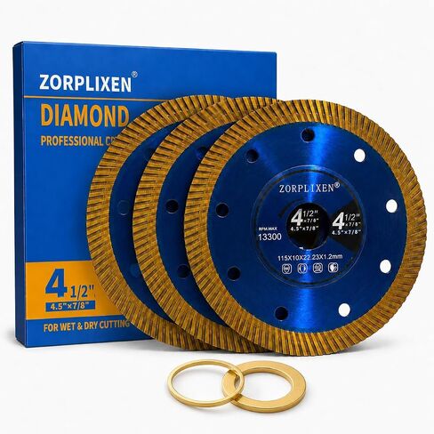 4.5-inch Diamond ThinTile Cutting Disc for Porcelain &Concrete | For angle grinders & tile cutters.Cuts marble, concrete, stone. Idealfor floors, countertops. Durableorecision. in Kuwait