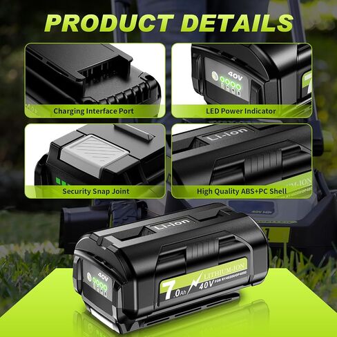 2Pack 7.0Ah Replacement for Ryobi 40V Lithium Battery Compatible with Ryobi 40 Volt OP4050A OP40601 OP4026A OP4040 OP4030 OP4050 OP40501 OP4015 OP40261 OP40201 OP40401 OP40602 Cordless Power Tools in Saudi Arabia