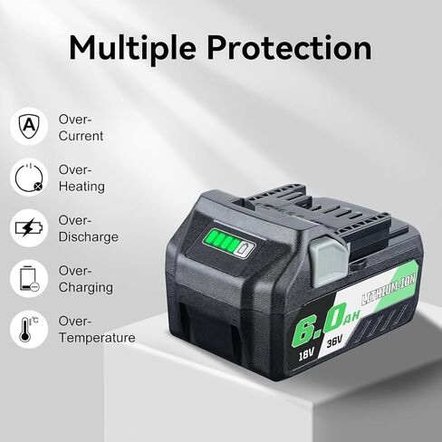 2Pack 6.0Ah 18V/36V Lithium-Ion Replacement for Metabo Battery Compatible with 18V Battery 371751M 372121M BSL36A18 BSL36B18 Cordless Power Tools in Kuwait