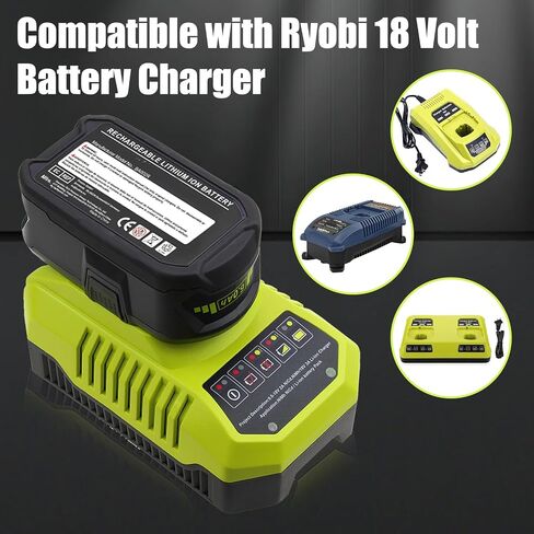 2 Packs 8Ah Replacement for Ryobi 18V Battery and P117 Charger(Green) | Compatible with Ryobi 18 Volt Batteries P108 P189 P190 P109 P107 P105 P104 P103 P102 P122 in Kuwait