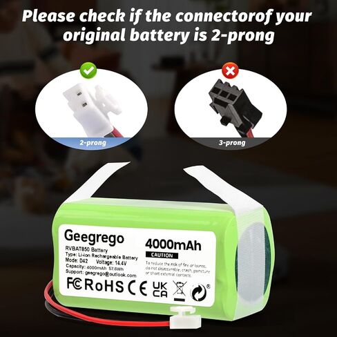 4000mAh Replacement RVBAT850 Battery for Shark Vacuum, Compatible with R75 RV761 RV850C RV1000S RV1100VL RV1001AE UR1000SR RV700_N RV720_N Series (2-Prong Connector Only) in Kuwait