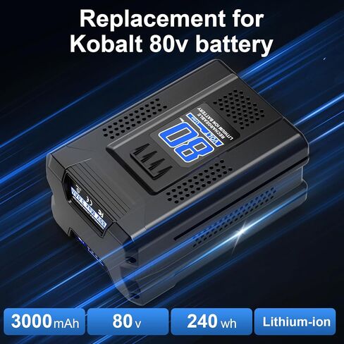 80V 3.0Ah Replacement for Kobalt 80V Max Battery | 3000mAh High Capacity,Compatible with All Kobalt Cordless Power Tools KB2580-06 KB680-06 KB580-06 KB480-06 KRC80-60 KRC30-60 in Kuwait