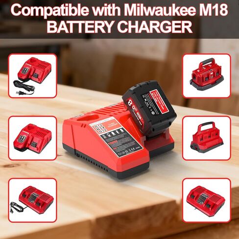 Worthmah 8.0Ah Replacement Battery for Milwaukee M18 Battery Compatible with M18 Battery 48-11-1850 48-11-1852 48-11-1820 48-11-1828 48-11-1830 Cordless Power Tools 2 Pack in Kuwait