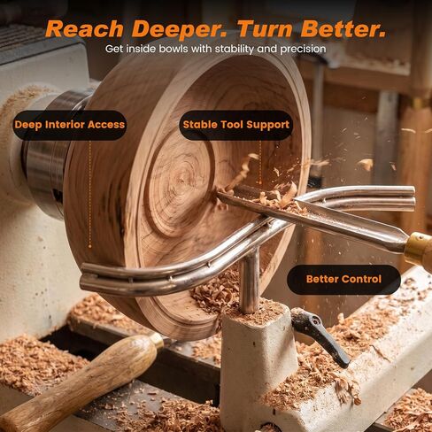 Wood Lathe Tool Rest Set 5/8" Stem for Small Lathes, 4PCS Curved & S Shape Tool Rest for Bowl Turning, Hardened Steel Top, Lathe Tool Support for Hollowing, Deep Interior & Precision Woodturnin in Kuwait