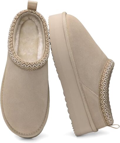 DREAM PAIRS Women's Platform Slippers Genuine Suede Slip On Comfy Memory Foam Home Slipper Shoes for Indoor Outdoor in Kuwait