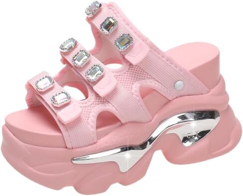 Summer Women's Wedge Sandals Platform Round Toe Fashion Sandals - Comfortable Heightening Slippers, Casual Beach Shoes, Lightweight & Breathable in Kuwait