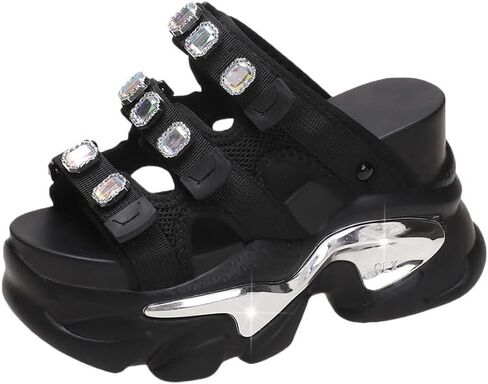 Summer Women's Wedge Sandals Platform Round Toe Fashion Sandals - Comfortable Heightening Slippers, Casual Beach Shoes, Lightweight & Breathable in Kuwait