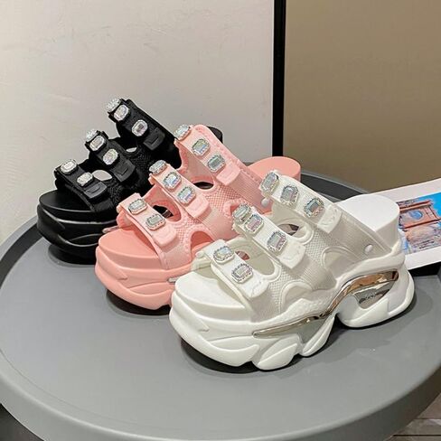 Summer Women's Wedge Sandals Platform Round Toe Fashion Sandals - Comfortable Heightening Slippers, Casual Beach Shoes, Lightweight & Breathable in Kuwait
